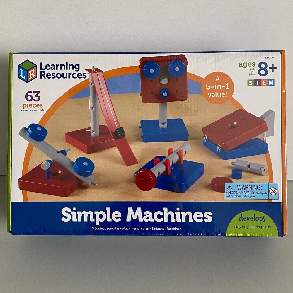 Simple Machines STEM Kids Physics 5-in1 Set Learning Resources 63 Pieces NEW